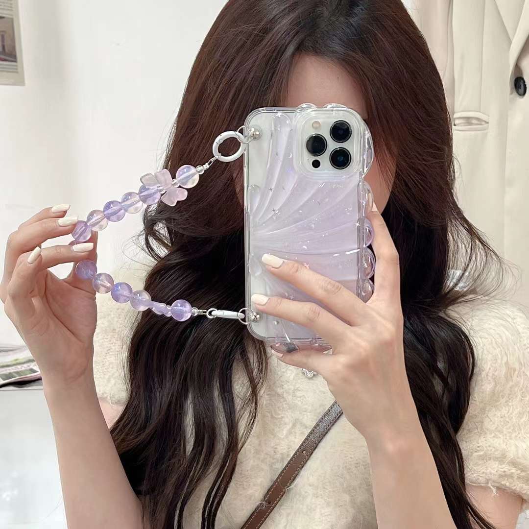 아이폰14프로 글리터 구슬 스트랩 조개 케이스 : 케이스안