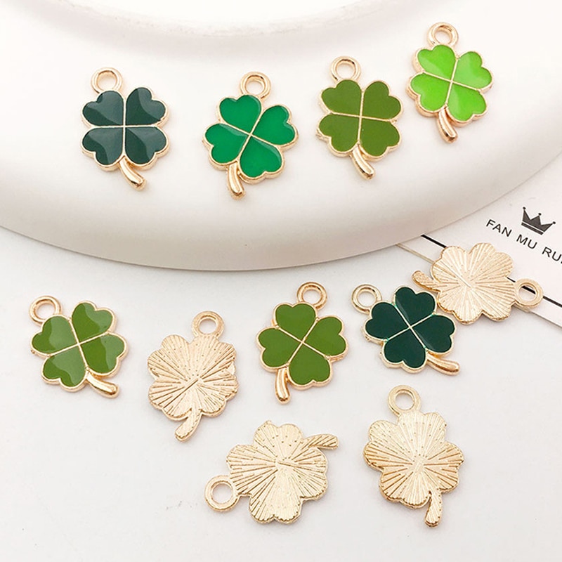 혼합 10-20pcs 11x18mm 에나멜 녹색 클로버 잎 neacklace 팔찌에 대 한 매력 펜 던 트 네 잎 클로버 쥬얼리 diy 만들기 : HAPPY연구소