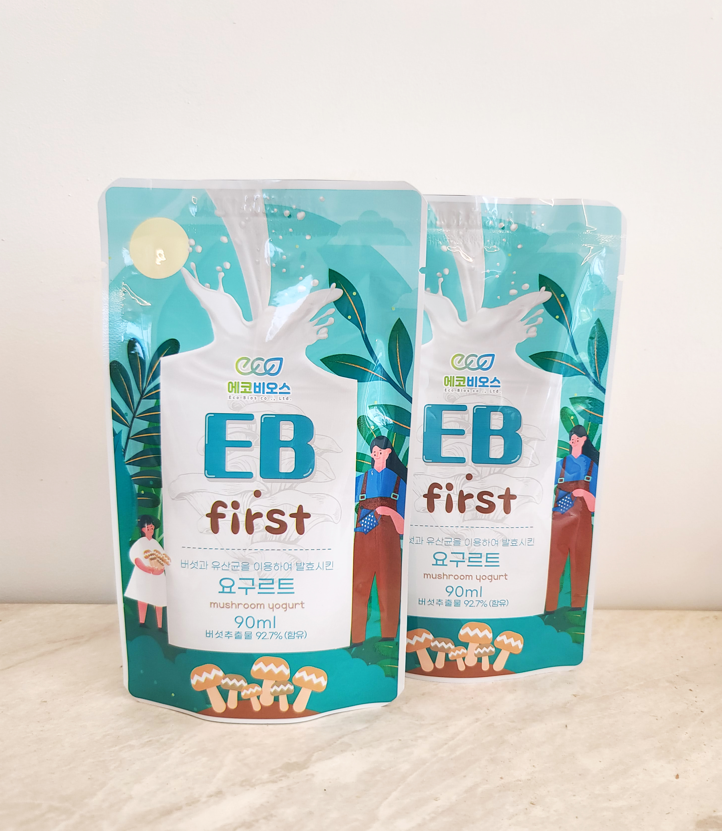 영지버섯 표고버섯 추출 발효 플레인 요구르트 생유산균 프로바이오틱스 EB-first 이비퍼스트 90ml x 30팩 : 에코비오스