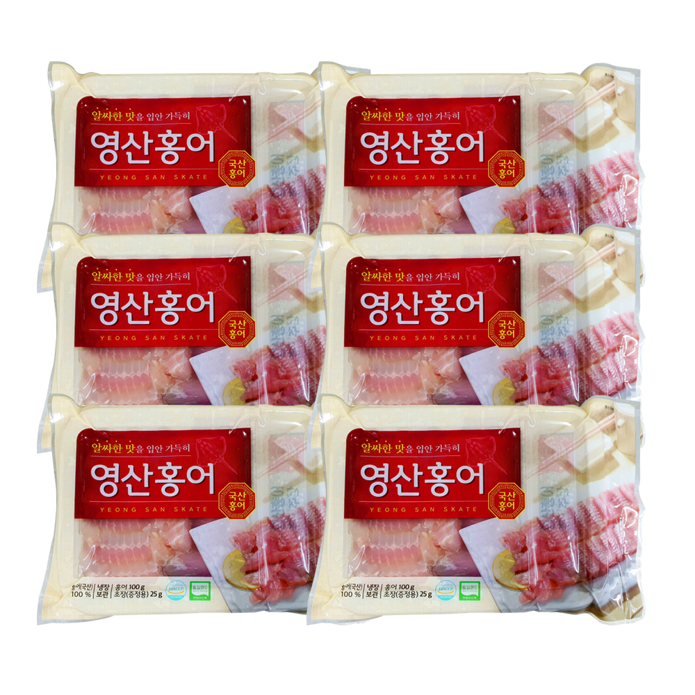 [영산홍어] 100%국산홍어회(모둠) 100g x 6팩 : 영산홍어 홍선가 공식몰