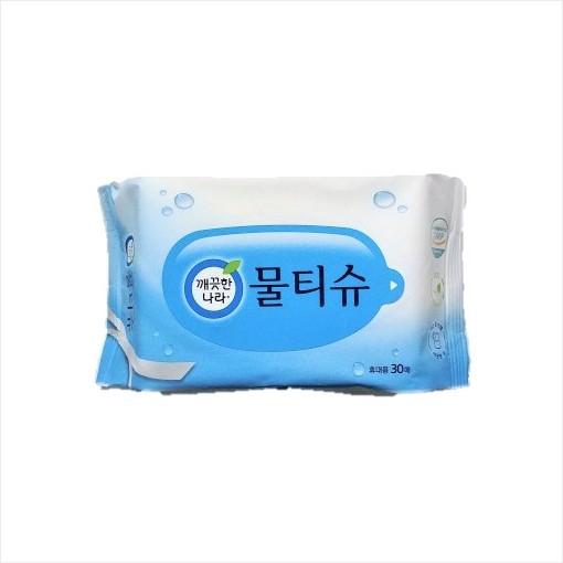 깨끗한나라 페파민트 휴대용 물티슈 30매 x 4개입 리필/여행용 나들이 저자극 안심물티슈 : 장원365유통