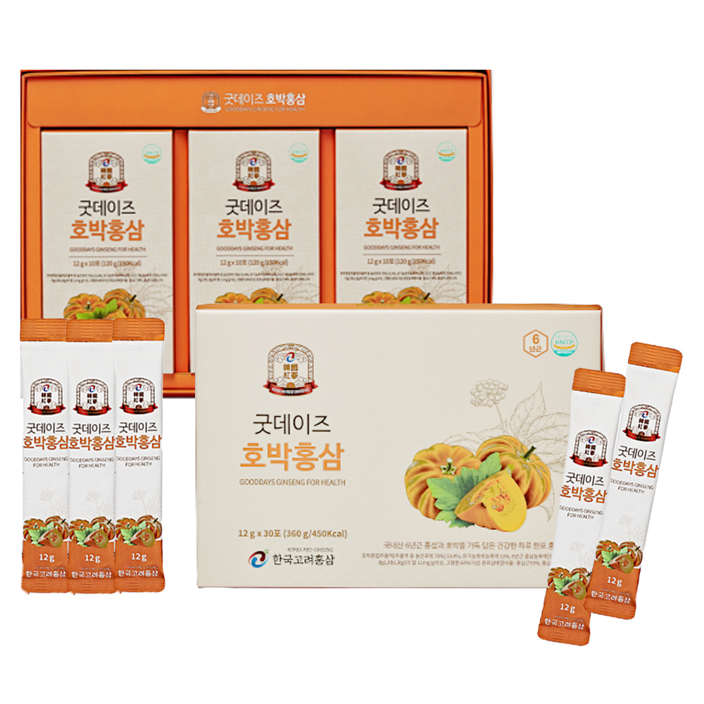 [한국고려홍삼] 굿데이즈 호박홍삼 늙은호박 12ml x 30포 쇼핑백동봉 : 노블원