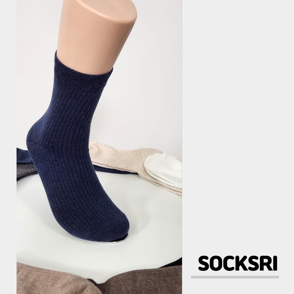 삭스리 고급 순면 골지 정장 신사 남자 흰 검정 고등학생 교복 양말 4+4 세트 : SOCKSRI