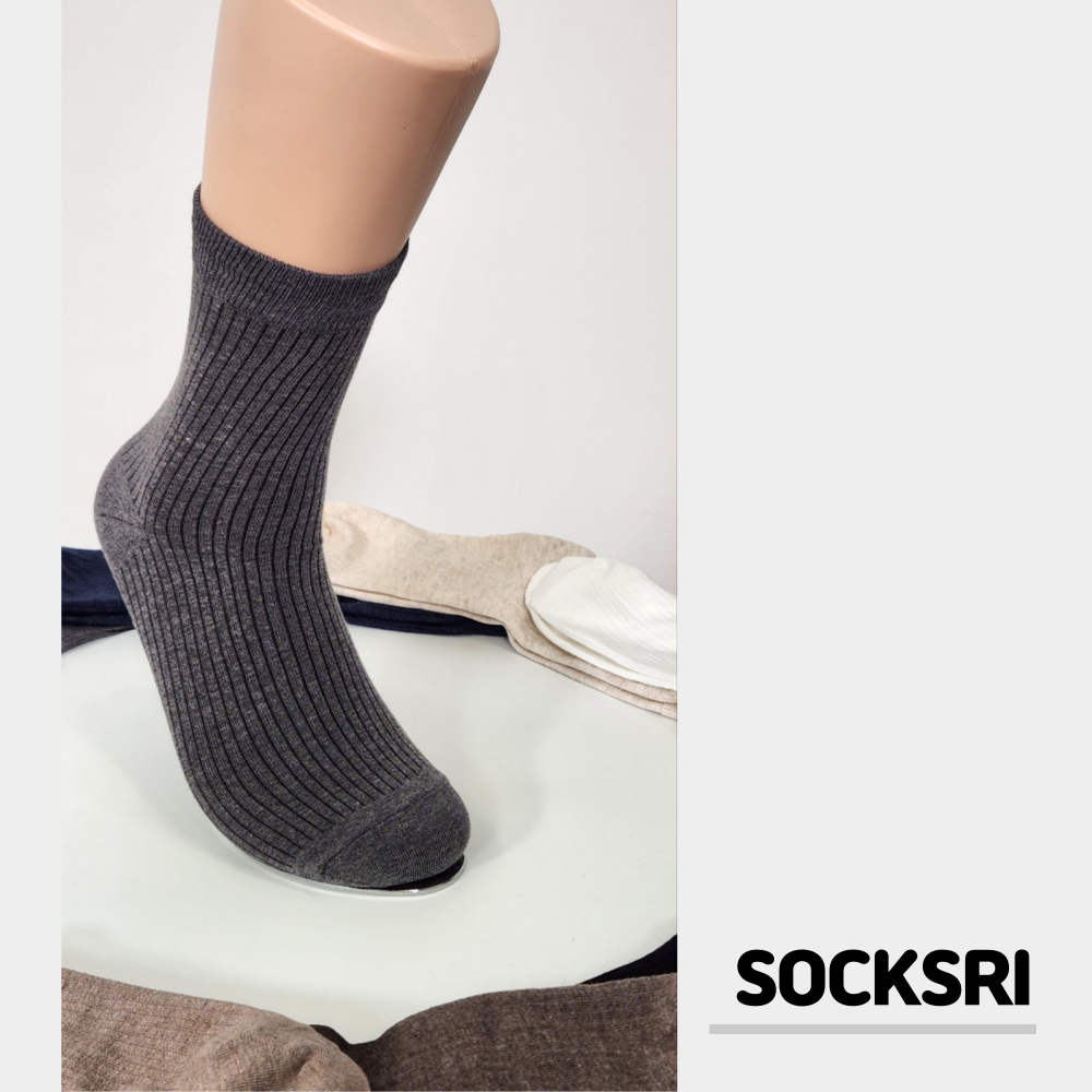 삭스리 고급 순면 골지 정장 신사 남자 흰 검정 고등학생 교복 양말 4+4 세트 : SOCKSRI