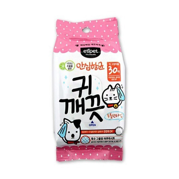 강아지 물티슈 에티펫 눈 귀 치아 엉덩이 두툼한 티슈 : 큐레이마트