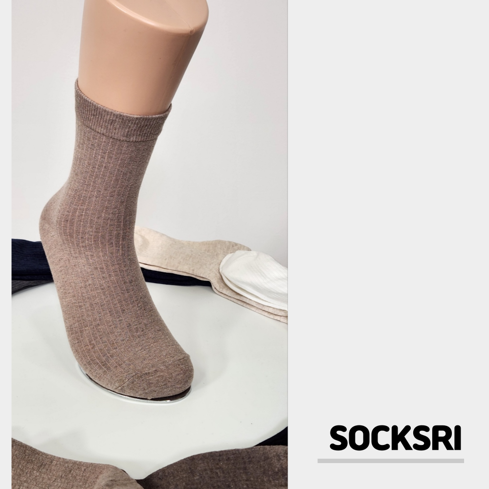 삭스리 고급 순면 골지 정장 신사 남자 흰 검정 고등학생 교복 양말 4+4 세트 : SOCKSRI