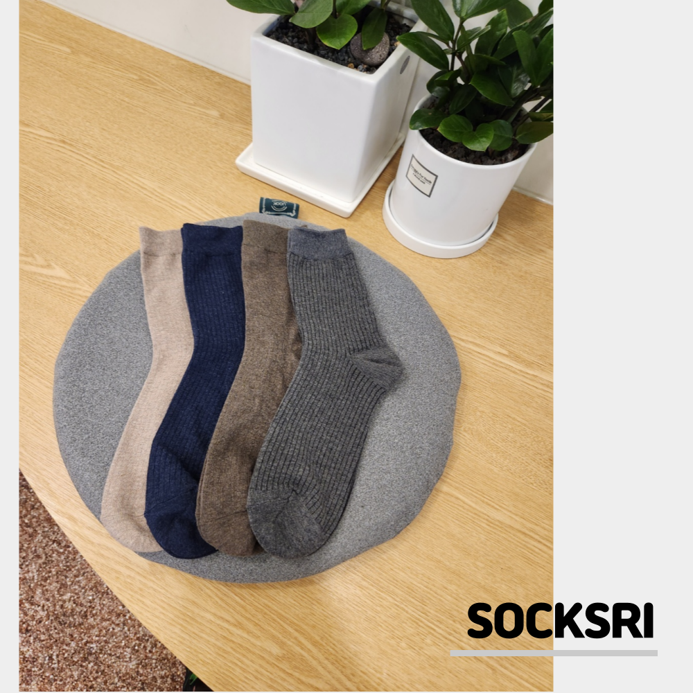 삭스리 고급 순면 골지 정장 신사 남자 흰 검정 고등학생 교복 양말 4+4 세트 : SOCKSRI