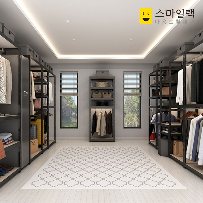 스마일랙 드레스룸 철재행거 시스템행거 철재조립식 틈새 옷장 무료배송 : 은가비가구