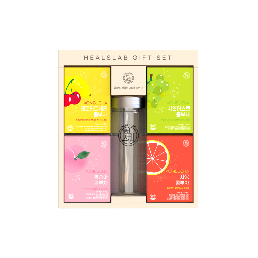 힐스랩 콤부차 4종 선물세트 75g(5gx15개입)x4케이스 : 힐스랩 HealsLab