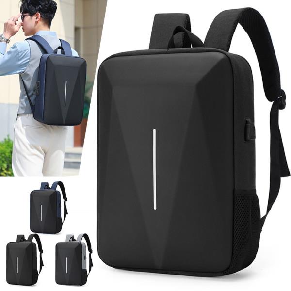 블랙 PC 하드 쉘 레저 통근 방수 경량 비즈니스 배낭 남성용, 도난 방지 잠금 컴퓨터 가방 : 온돌샵