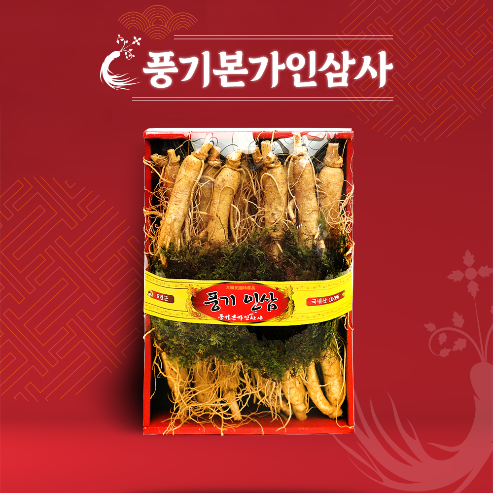 6년근 풍기인삼 수삼750g 11-12편 선물세트 세척삼 : 풍기본가인삼사