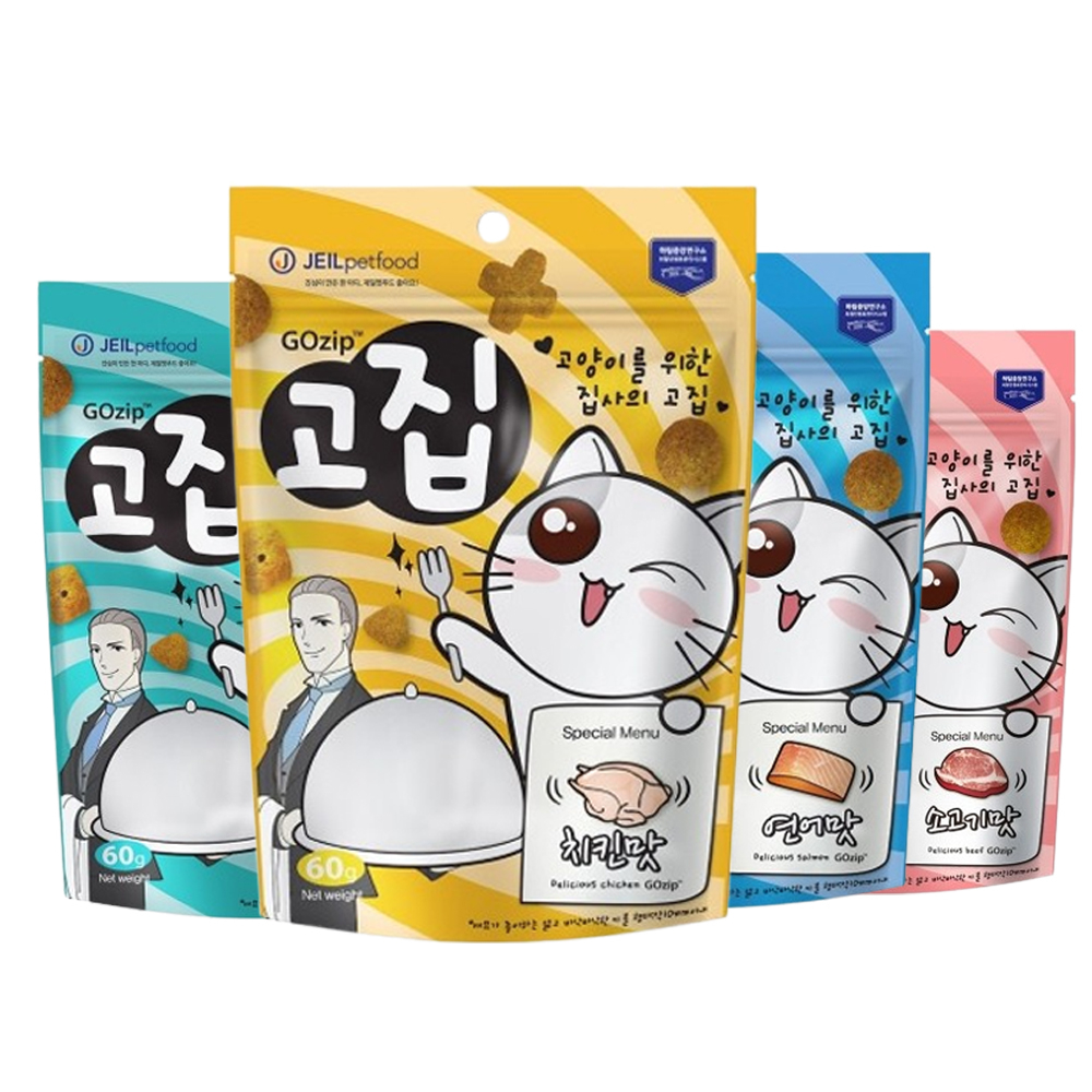 고집 그레인프리 고양이 스낵 간식 쇠고기맛, 60g, 4개 : 파워도그