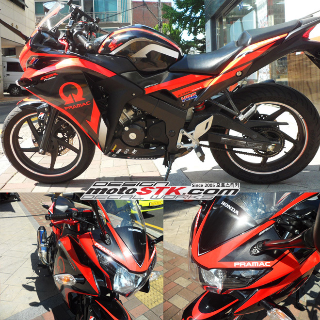 혼다 cbr125 프라막 블랙&레드 스타일 바이크, 오토바이 전체 데칼 모토스티커 : 오가다 데칼