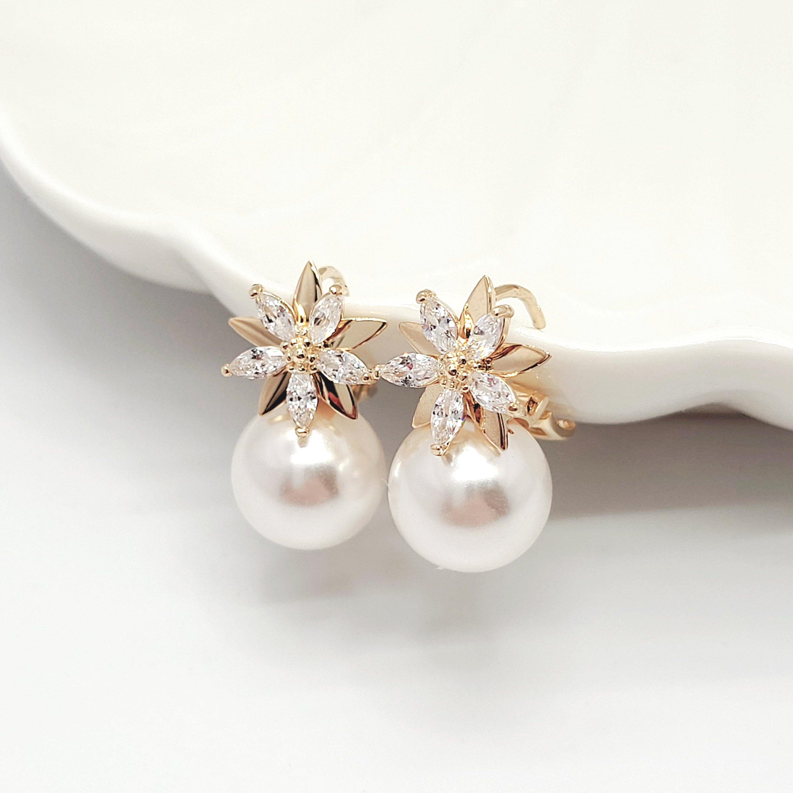 14k 18k 원터치 한복 혼주 진주 귀걸이 : 저스트비쥬