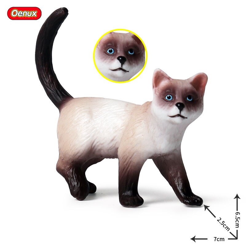장난감  Oenux 사랑스러운 애완 동물 고양이 모델 액션 피규어 페르시아 키티 바테일 샴스핑크스 입상 귀여운 장식 교육 어린이 : 시아직구대행