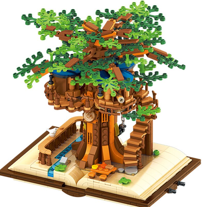 장난감 DIY Moc 정글 트리 하우스 매직 북 사계절 조립 빌딩 블록 클래식 모델 세트 어린이 키트 : 시아직구대행