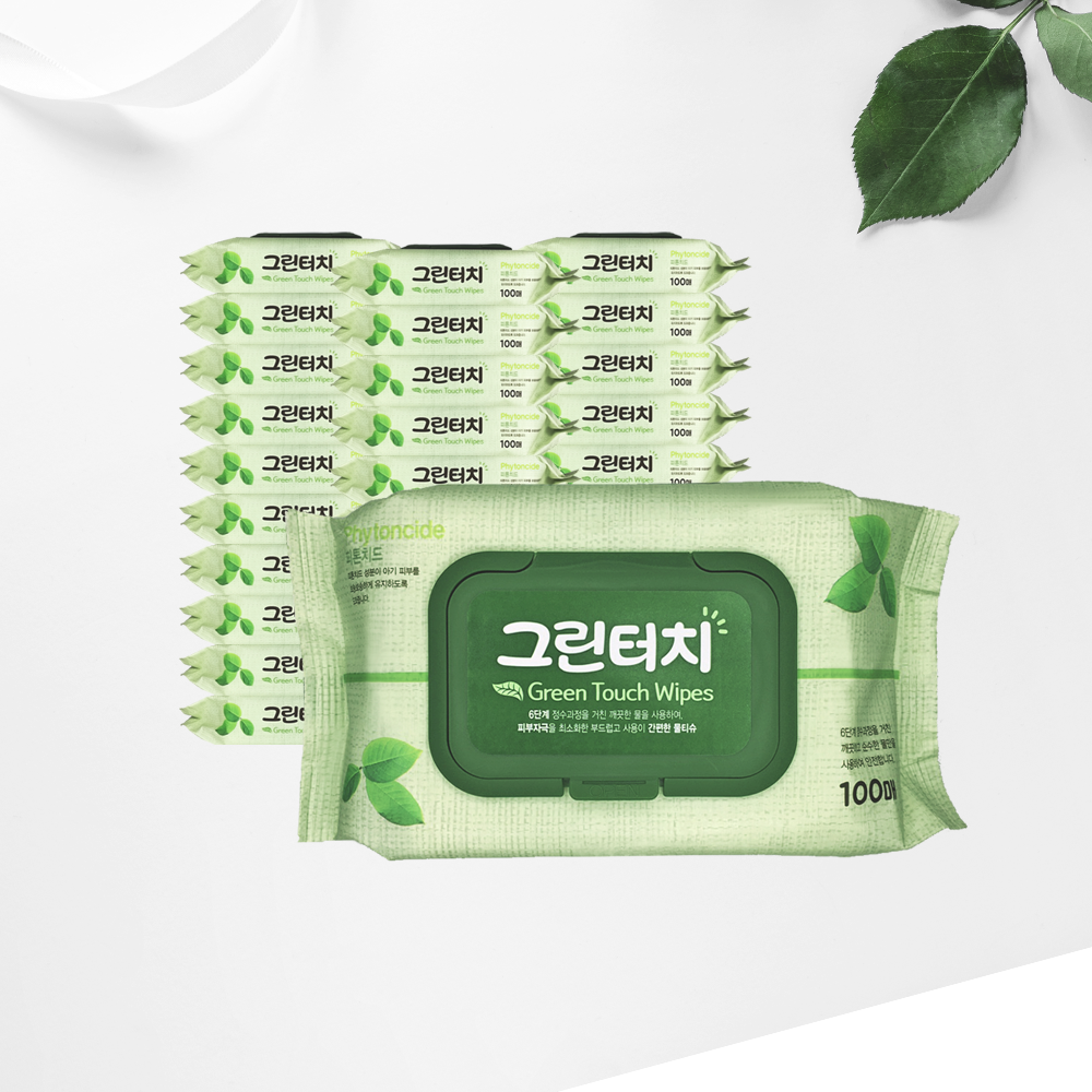 그린터치 물티슈 캡형 100매 x 30팩 / 무료배송 : 아크산업