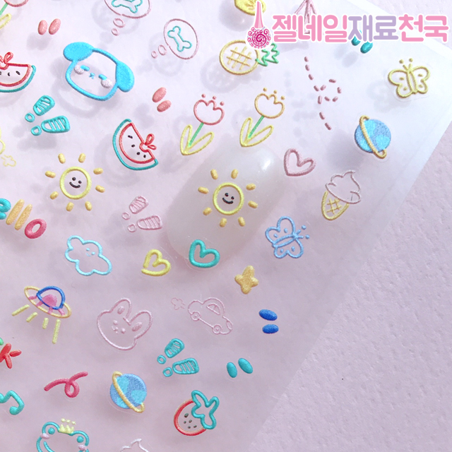 입체 헬로우 햇빛 네일스티커 : 젤네일재료천국