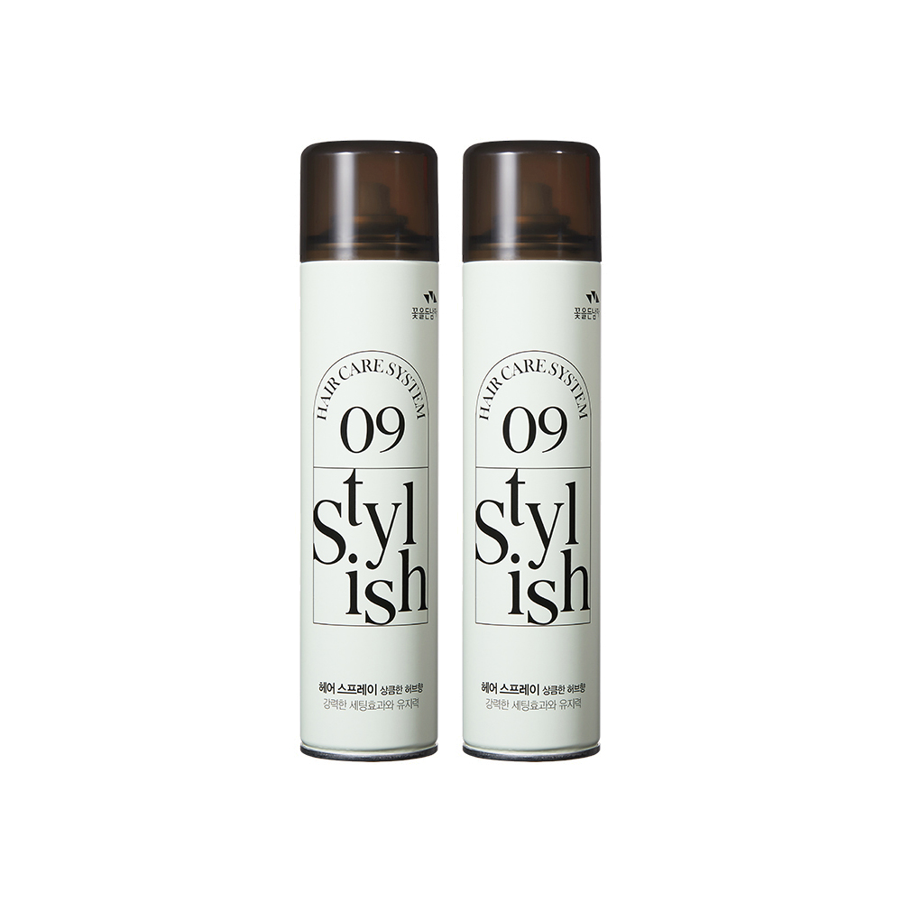 꽃을든남자 스타일리쉬 09 헤어 케어 시스템 헤어 스프레이 상큼한 허브향 300ml 2개 : 블라썸코스메틱스