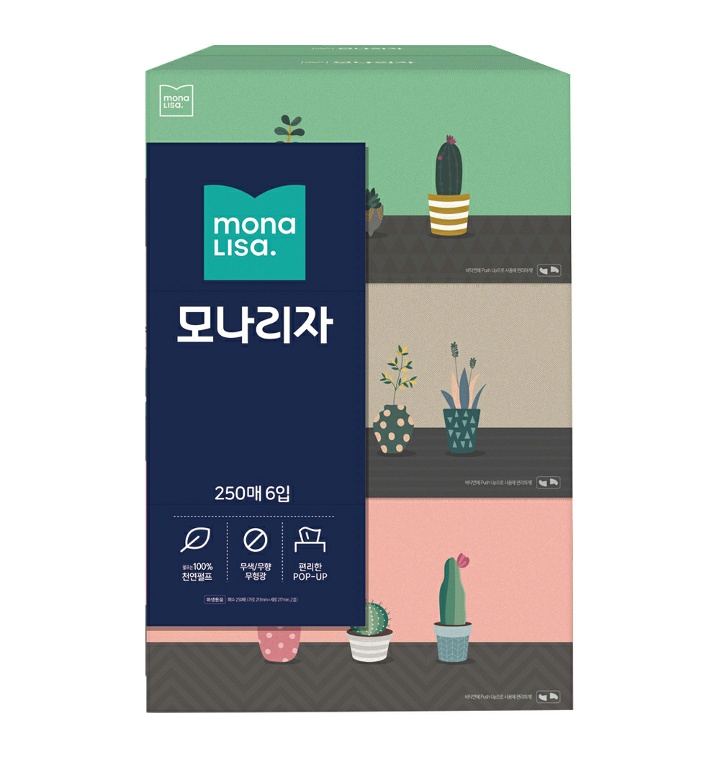 모나리자 플라워가든 미용티슈 곽티슈 250매 6입 : 비씨마트