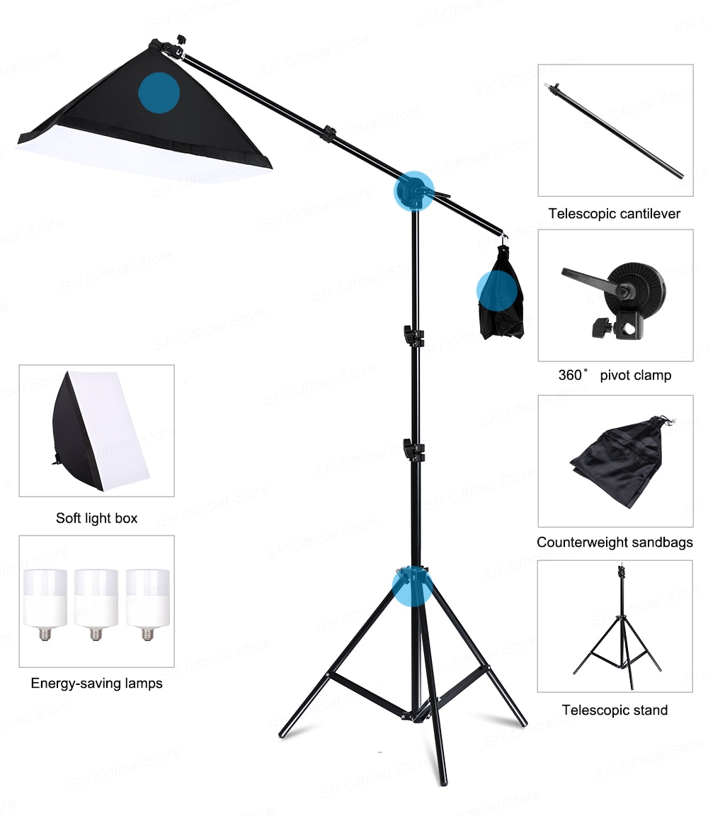 사진 스튜디오 led softbox 조명 키트 붐 팔 배경 지원 스탠드 3 색 녹색 배경 사진 비디오 촬영 : 베스트앤