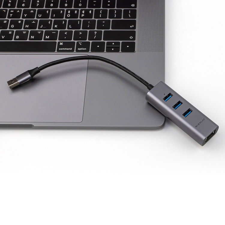 위즈플랫 WIZ-HR34 V2 USB3.0 3포트+RJ45 이더넷 어댑터 GIGA LAN : 리빙케이 주식회사