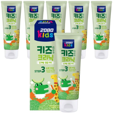 2080 키즈알파크리닉 1 2 3 4단계 저불소 어린이 치약 80g X 6ea : 아이디오 마켓