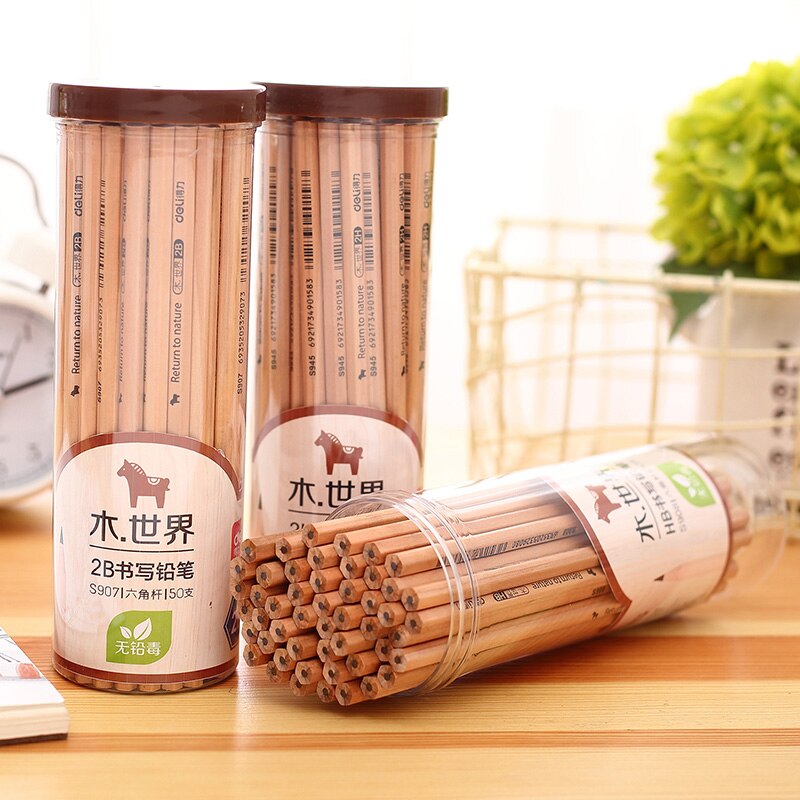유성색연필 Deli 50pcs 나무 연필 HB 2B 2H 드로잉 만화 사무실 및 학교 용품 문구 : 바바루몰