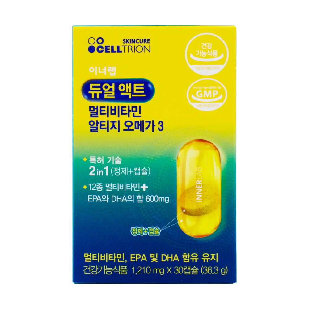 이너랩 듀얼액트 멀티비타민 알티지오메가3 1210mg X 30캡슐 1통 : 콕콕사