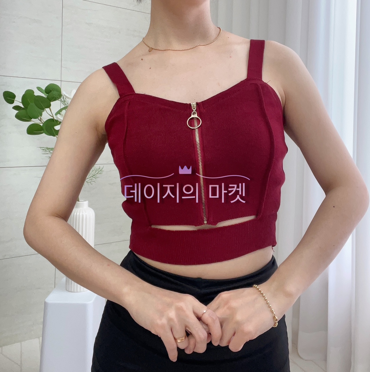 지퍼장식 버건디 탑 밸리댄스복 벨리 댄스탑 상의 룸바 살사 라틴 스포츠댄스 폴 : 데이지의 마켓