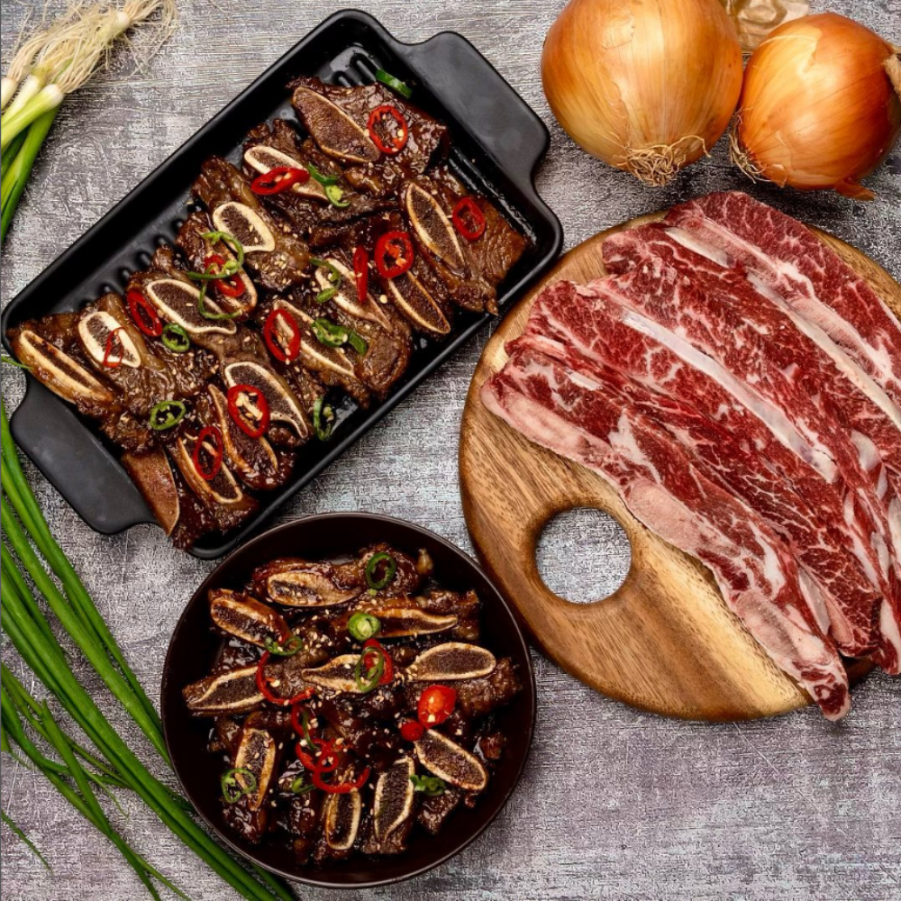 일품나라 양념 갈비 세트 LA꽃갈비 2.5kg + 양념목살 2.5kg 대용량 양념구이 : 일품나라