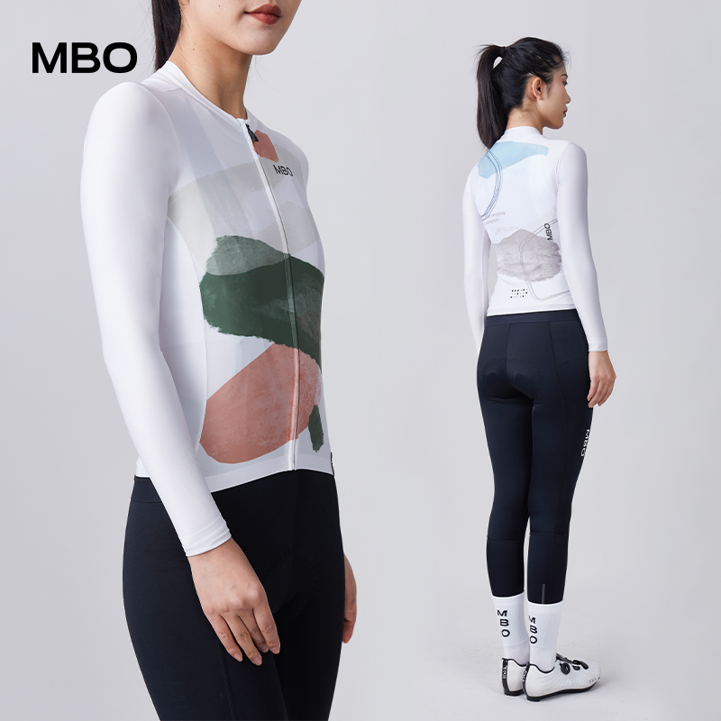 여성 긴팔져지 MBO 아로마 우먼 화이트 여자자전거복 사이클복 여자자전거상의 : 사이클라운지