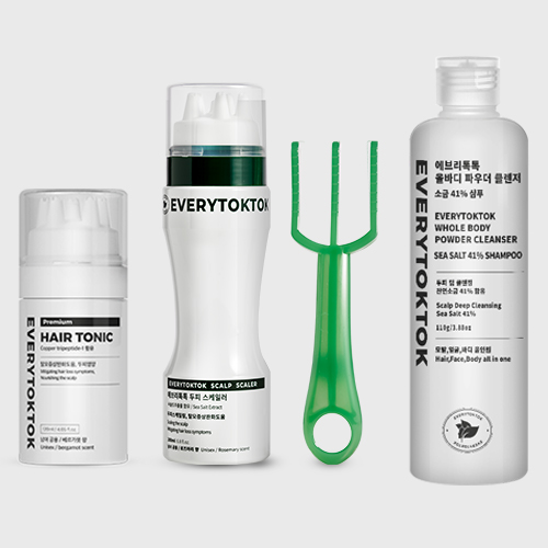 에브리톡톡 헤어토닉 120ml 본품+두피스케일러 200ml 본품+브러쉬+소금 41%샴푸 : 에브리톡톡