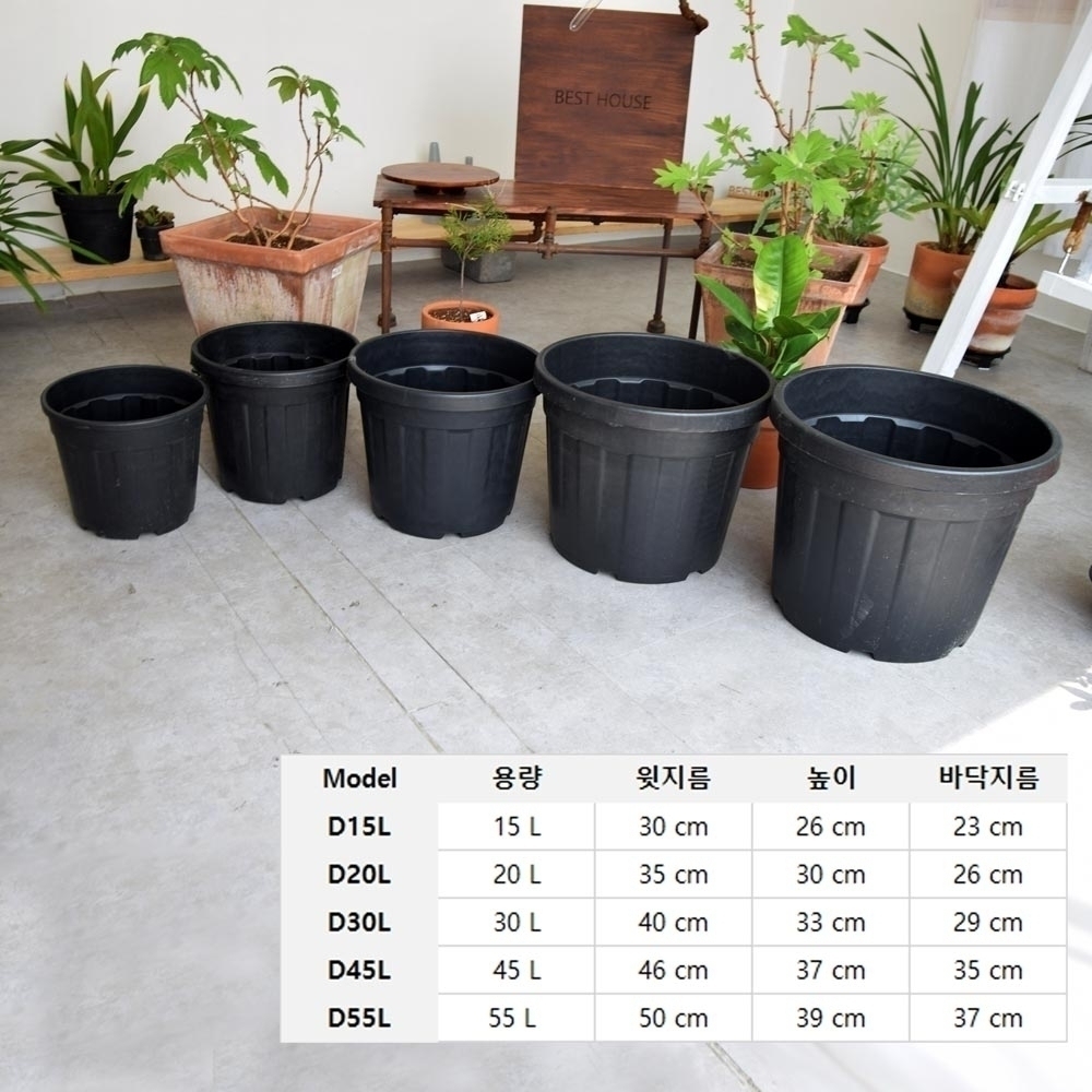 이탈리아 대형 포트화분 큰 고무화분 블루베리 묘목 야외 노지 낮은 블랙 15L 30cm : 보노팜