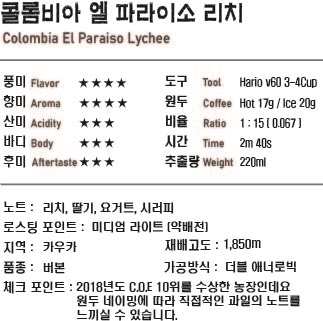 콜롬비아 엘 파라이소 리치 (150g) : 제이츠커피브루어스