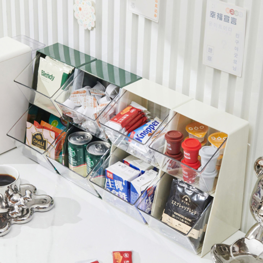 서랍 2단 수납함 캡슐 티백정리함 간식보관함 탕비실 테이블 책상정리 소품 문구 : 생기당