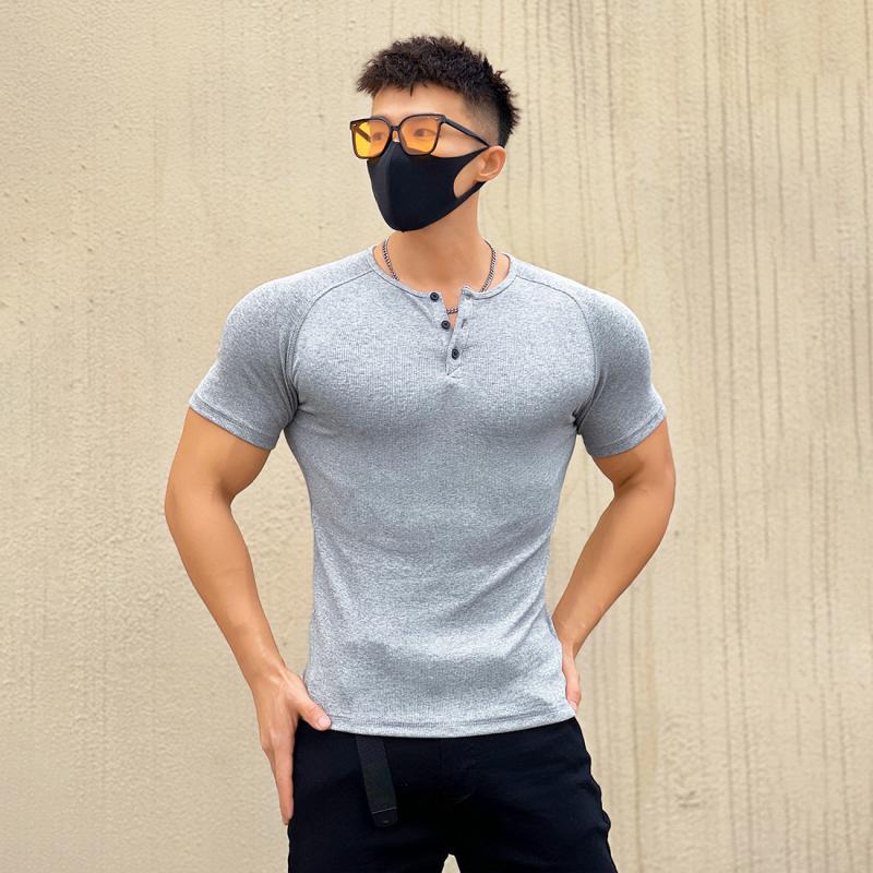 머슬핏 티셔츠 오버핏 짐웨어 반팔 라운드넥 남자 : 미인샵1004