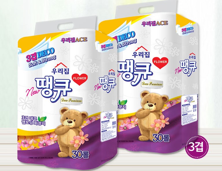 플라워 땡큐 3겹 30롤 순수국산 화장지 : N다있지