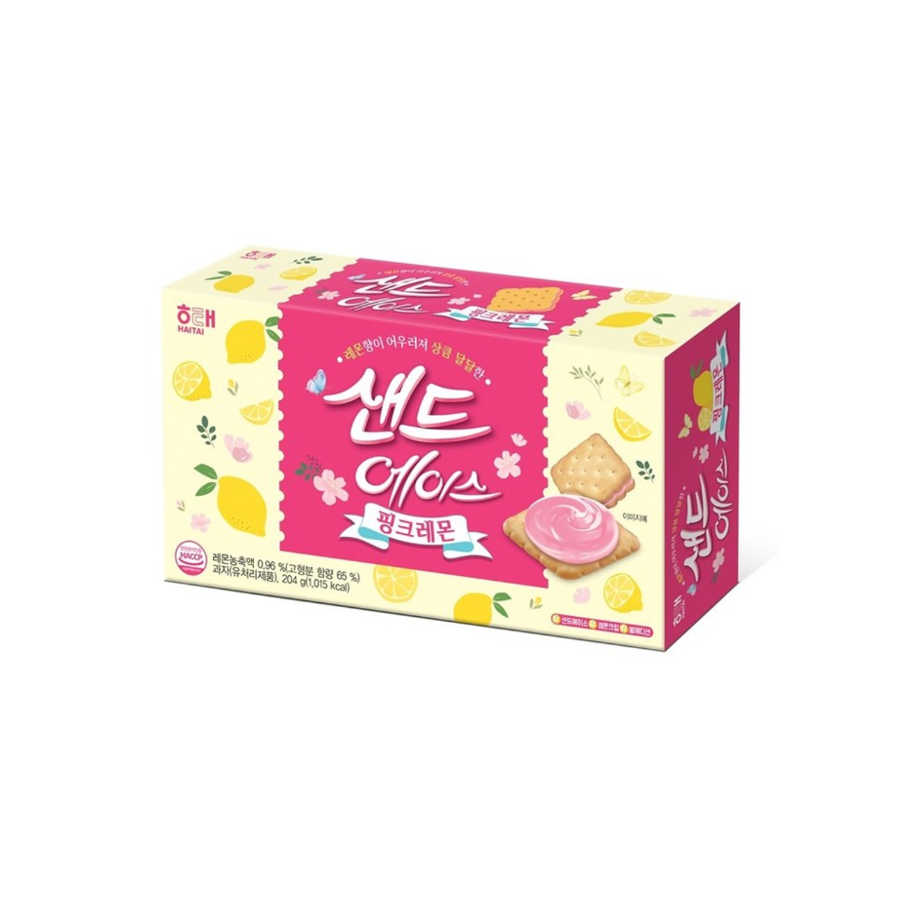 해태 샌드에이스 핑크레몬 204g, 1개 : 이레마켓몰