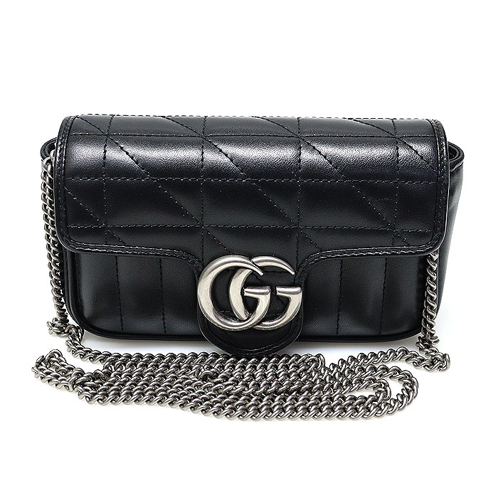 Gucci(구찌) 476433 블랙 마틀라세 쉐브론 GG 마몽 수퍼 미니 체인 크로스백 : 광명중고명품