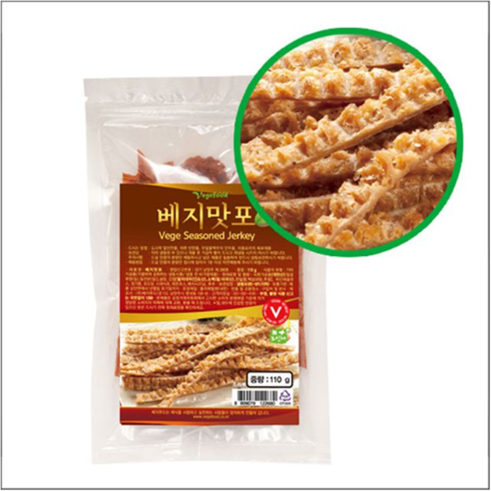 비건 채식 콩 고기 식물성 간식 안주 육포 순한맛 110g 베지맛포 저키 무오신채 : 건스브라더2