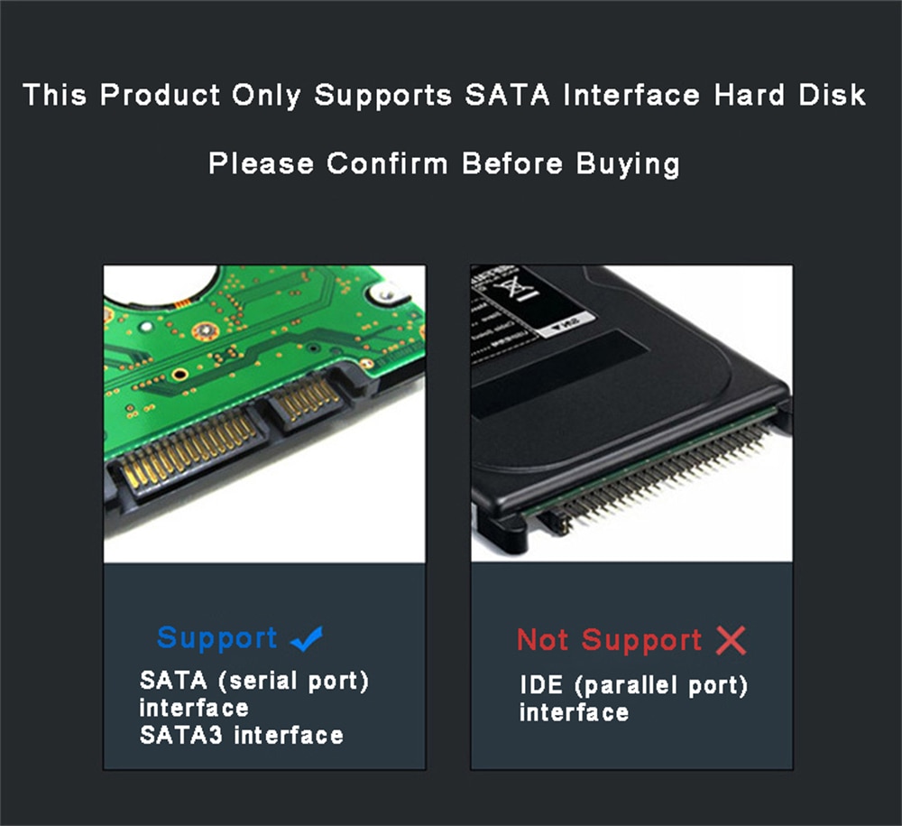 외장하드 케이스 하드 디스크 박스 USB 3.0 2.5 인치 HDD SSD 쉘 SATA Hdd 인클로저 드라이브 케이블 5 Gbps 지원 2TB UASP : 글로벌마켓202