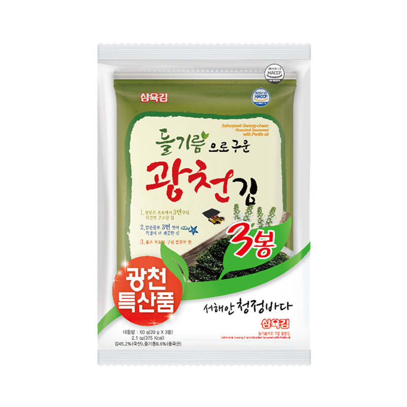 [식탁이야기] 삼육수산 들기름으로 구운 광천 전장김 3번들 (3봉 x 10팩) : 엠제이유통