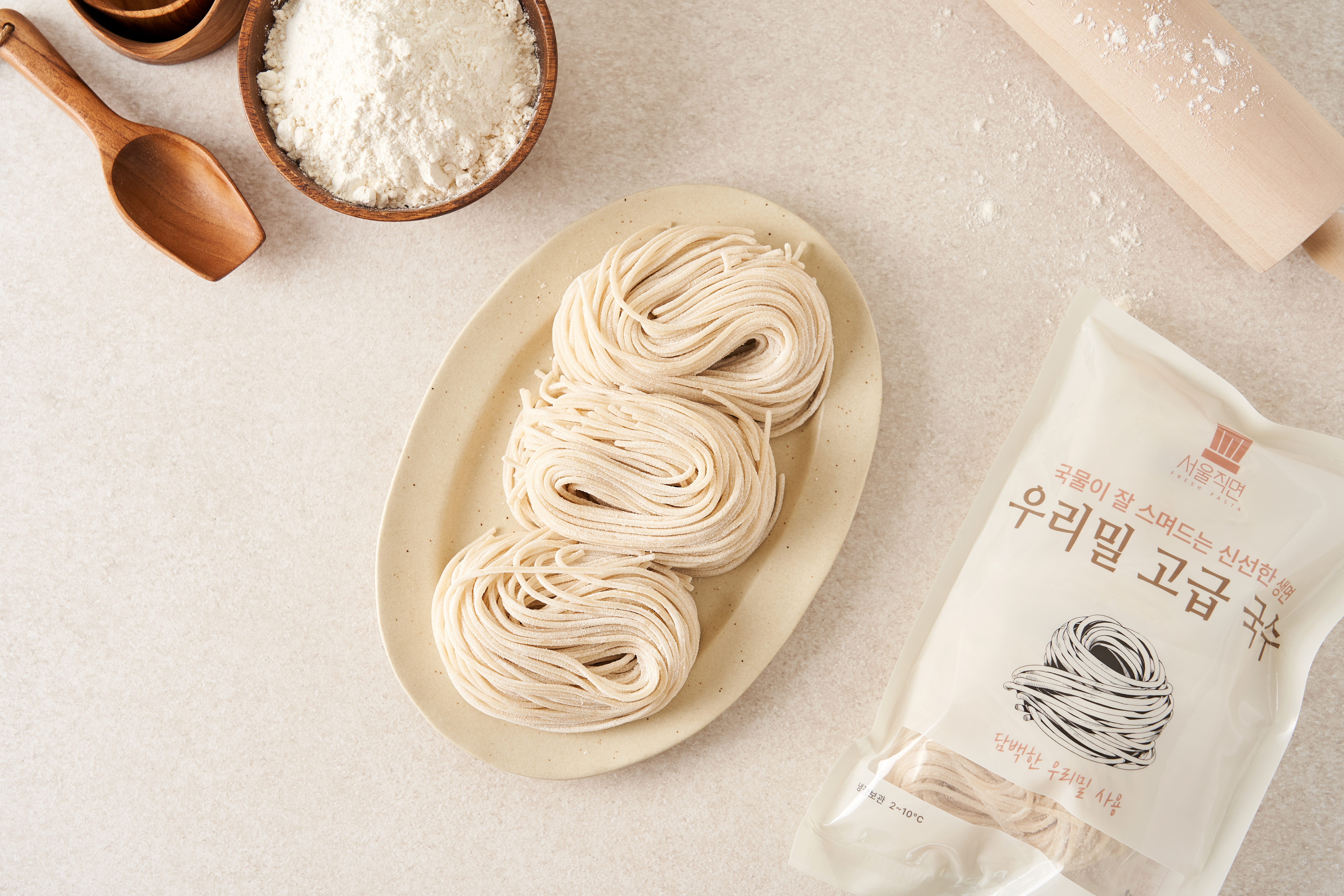 서울직면 고압제면기술 적용 순 우리밀 고급 국수 생면 3인분 - 중식면 우동 소바 무방부제 : 서울프로셰프