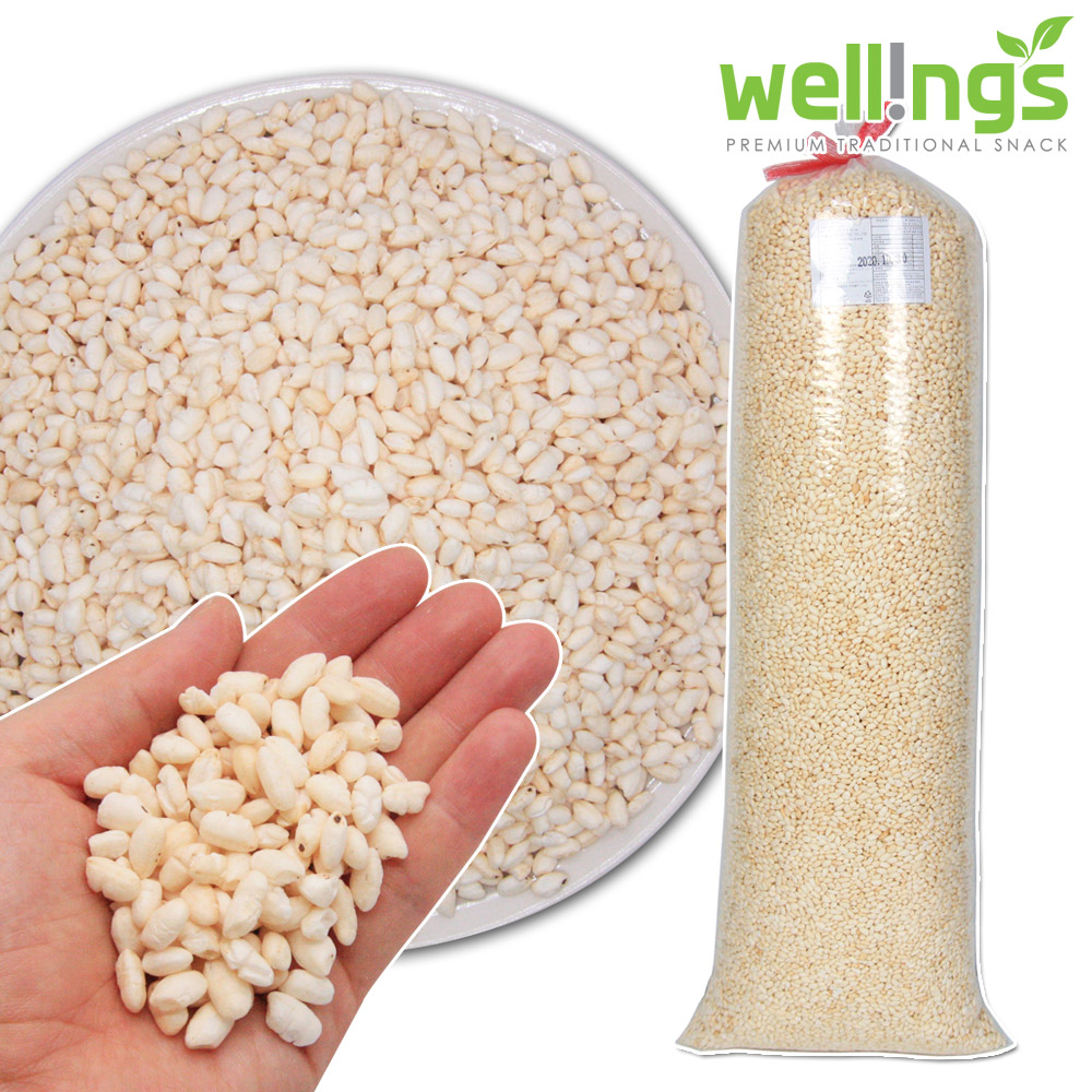 박스포장 HACCP 업소용 대용량 옛날 과자 뻥튀기 유치원 간식 촉감놀이 쌀튀밥 2kg : 웰링스