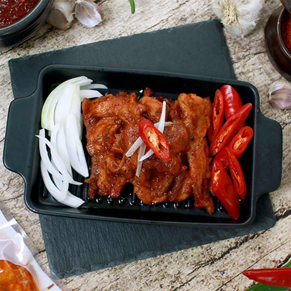[다솔푸드] 직화구이 양념 닭목살 맛있게 매운맛 250g : 시식마켓 식후경