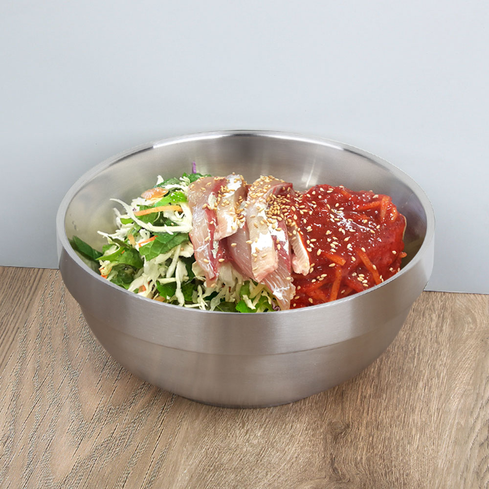 이중 스텐 탕기 업소용 설렁탕 갈비탕 비빔밥 라면 냉면그릇 깊은 탕그릇 무광 소형 : 핸썸키친