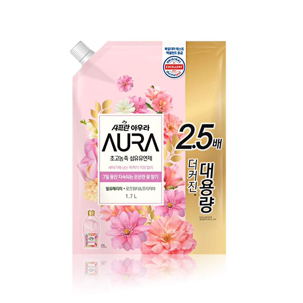 샤프란 아우라 섬유유연제 1700ml 리필 AURA 윌유메리미 고농축 향좋은 : 티에스shop