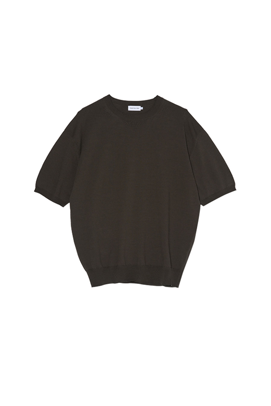 [Steady Every Wear] Easy Round Neck Half Sleeved Knit Dark Grey, 스테디 에브리 웨어 이지 라운드넥 하프 슬리브 니트 : 어데케이드