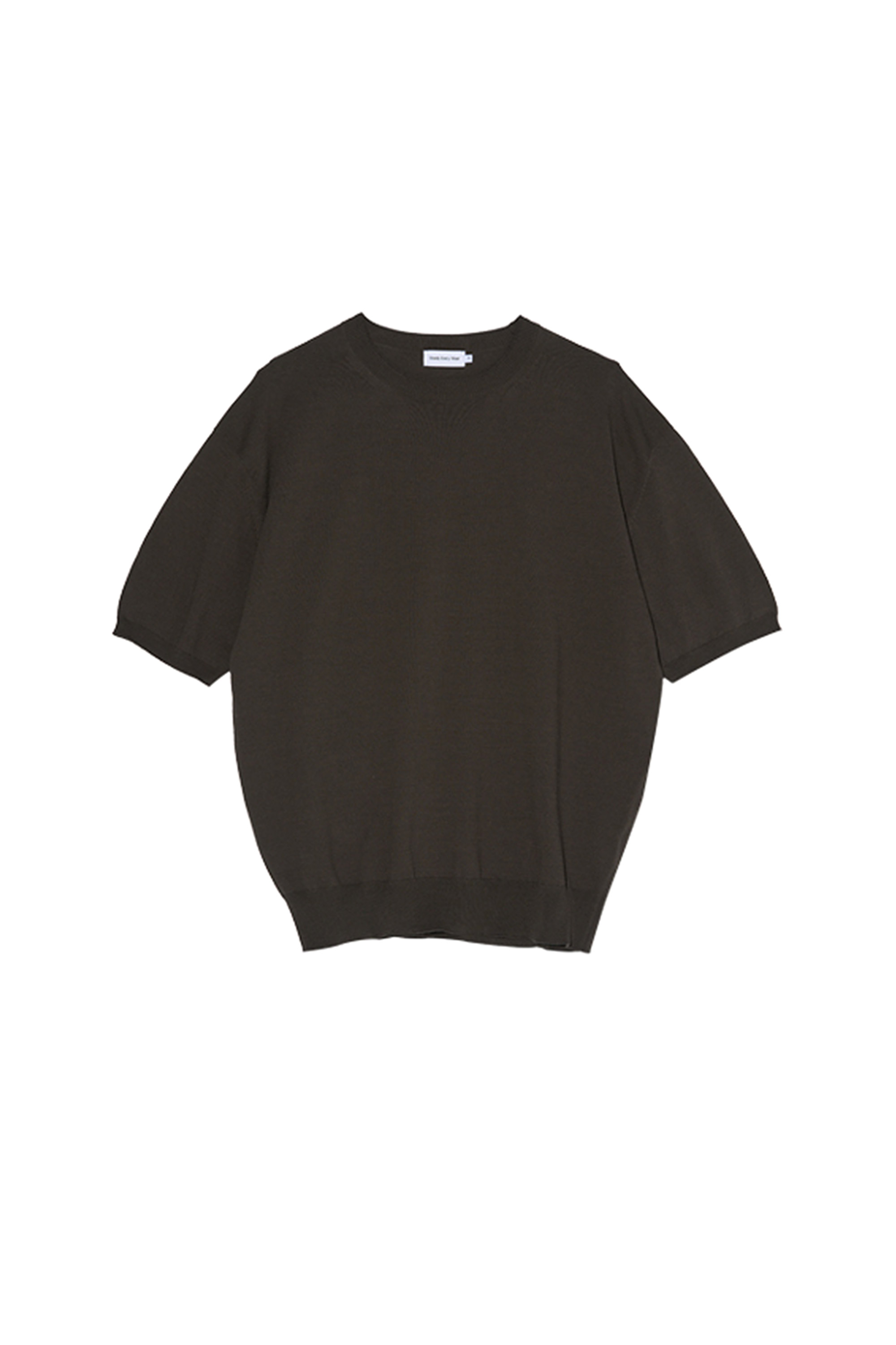 [Steady Every Wear] Easy Round Neck Half Sleeved Knit Dark Grey, 스테디 에브리 웨어 이지 라운드넥 하프 슬리브 니트 : 어데케이드